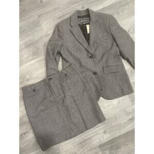 NWT Eddie Bauer size 14 women’s wool blend skirt & blazer suit brown beige